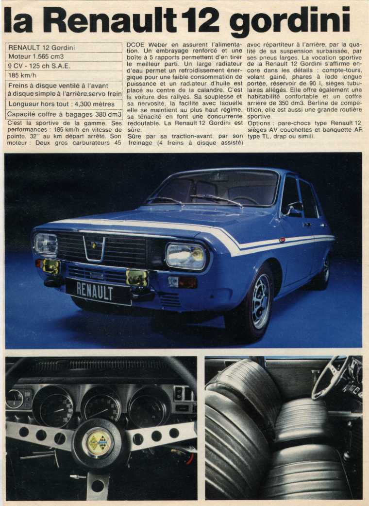 de la R12 Gordini. de la R12 Gordini.